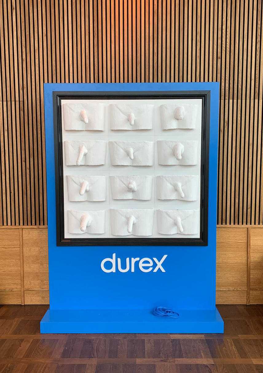 Penis Sculpture wall for Durex by Victoria Owen